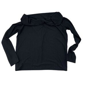 Demi Lovato Fabletics Black Long Sleeve Cowl Neck Top M Nylon/Spandex‎ Stretch